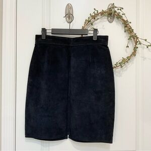 Vintage United Colors of Benetton Suede Leather Skirt Black Size EU 46/U…